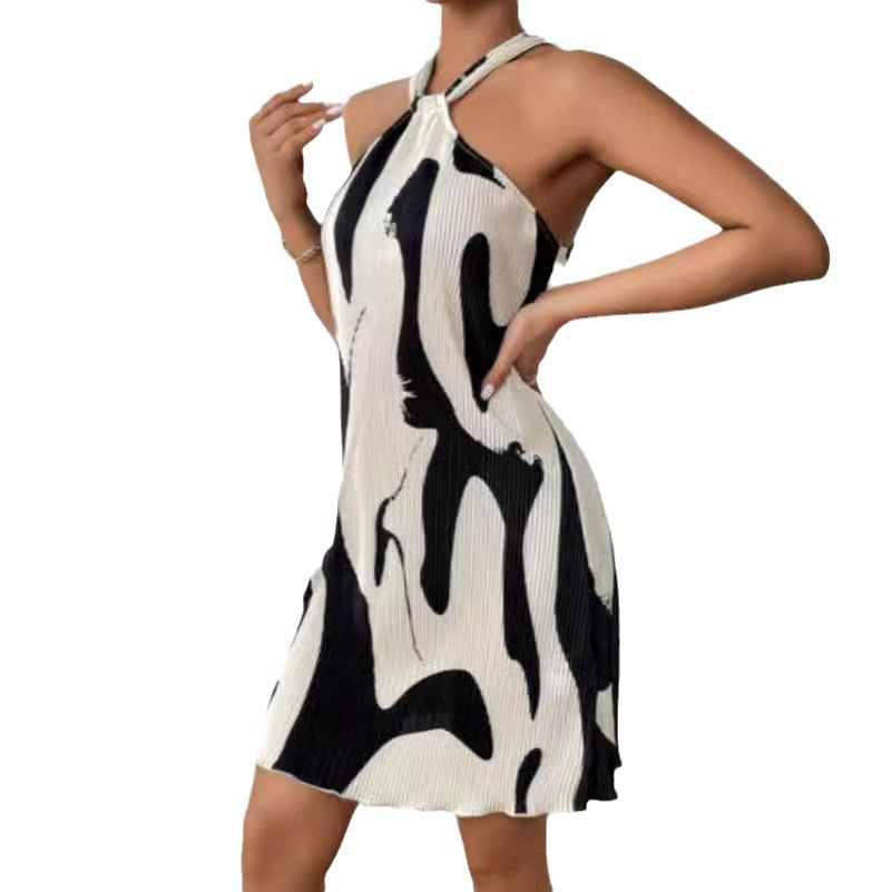 Elegant Strapless Printed Casual Dress for Women