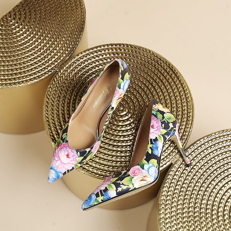 Etiquette professional work shoes, pointed embroidered single shoes, women's ethnic style