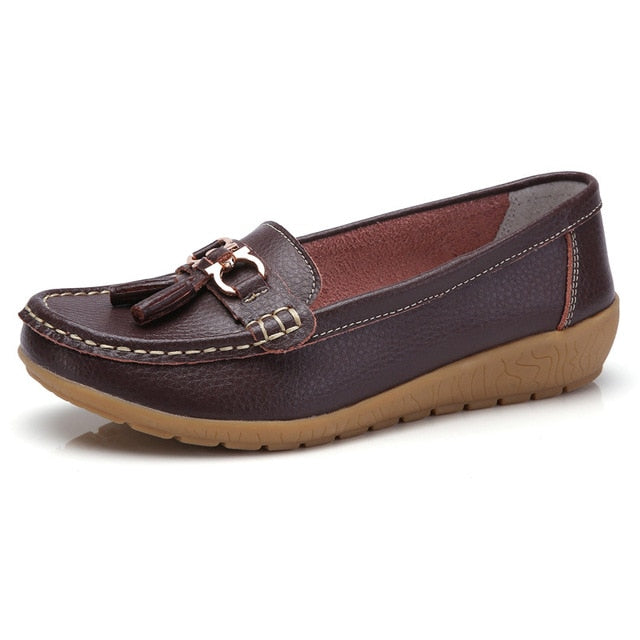 Spring Flats Women Shoes Loafers Genuine Leather Women Flats Slip On Women's Loafers Female Moccasins Shoes