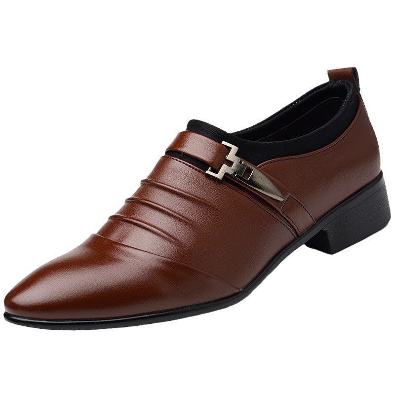Business casual leather shoes, slip-on shoes, trendy youth shoes, lazy shoes, pointed toe barber shoes, leather shoes, men's shoes