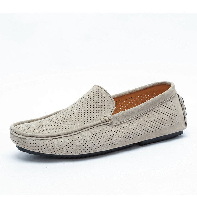 Summer Men Loafers Genuine Leather Casual Shoes Fashion Slip On Driving Shoes