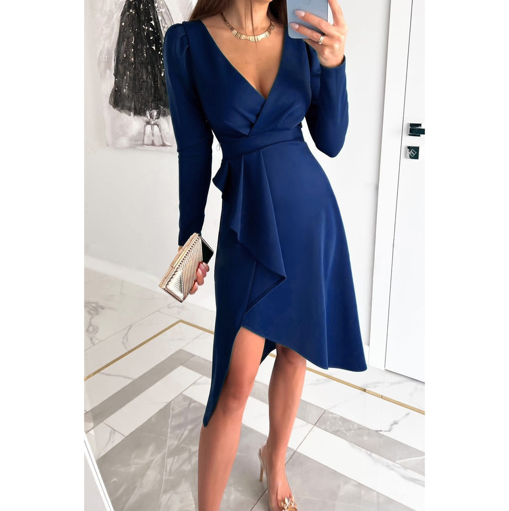 Casual Long Sleeve Dress INS Fashion Women's Party Zipper Dress