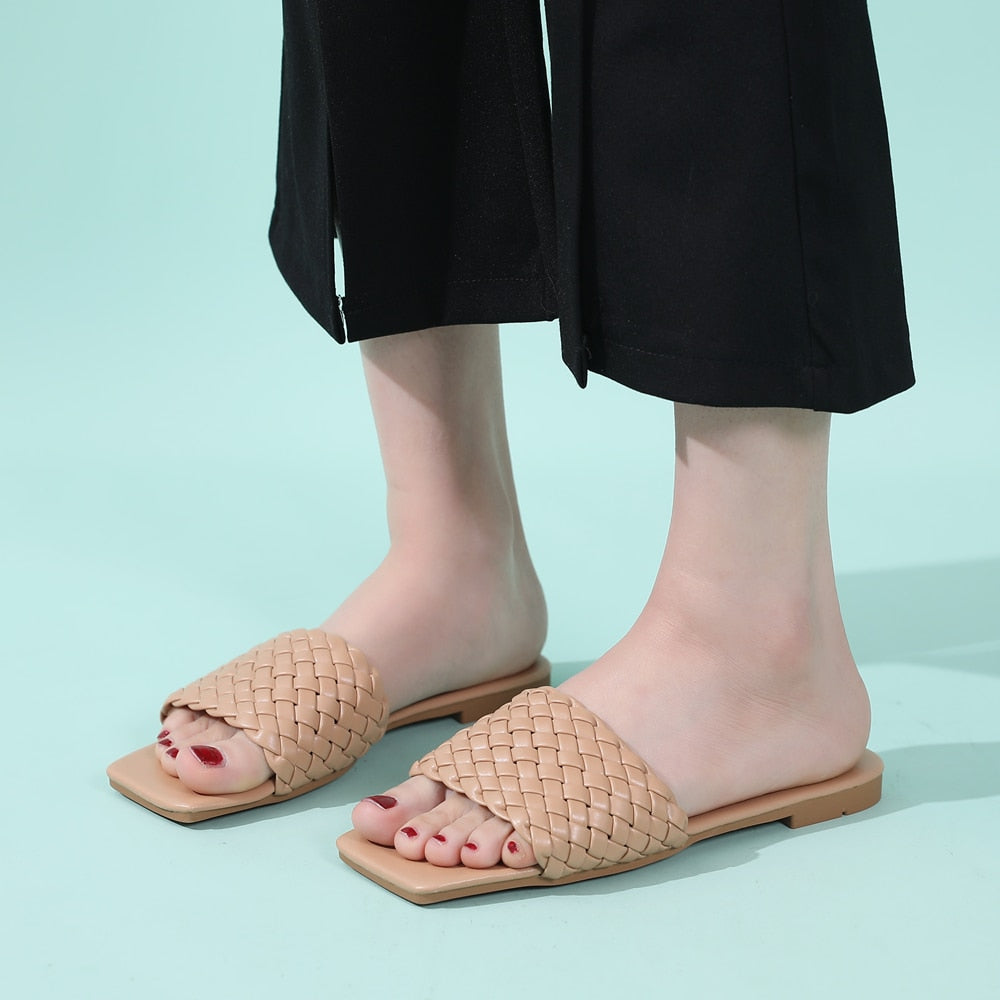 Women's Temperament Slippers: Towel Design, Charm, Open-Toe, Slip-On Vacation Beach Flat Sandals, Casual Flip-Flops, Women's Shoes