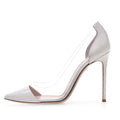 PVC Spliced Pointed High Heel Single Shoes Large Women's Shoes Fashion Shoes