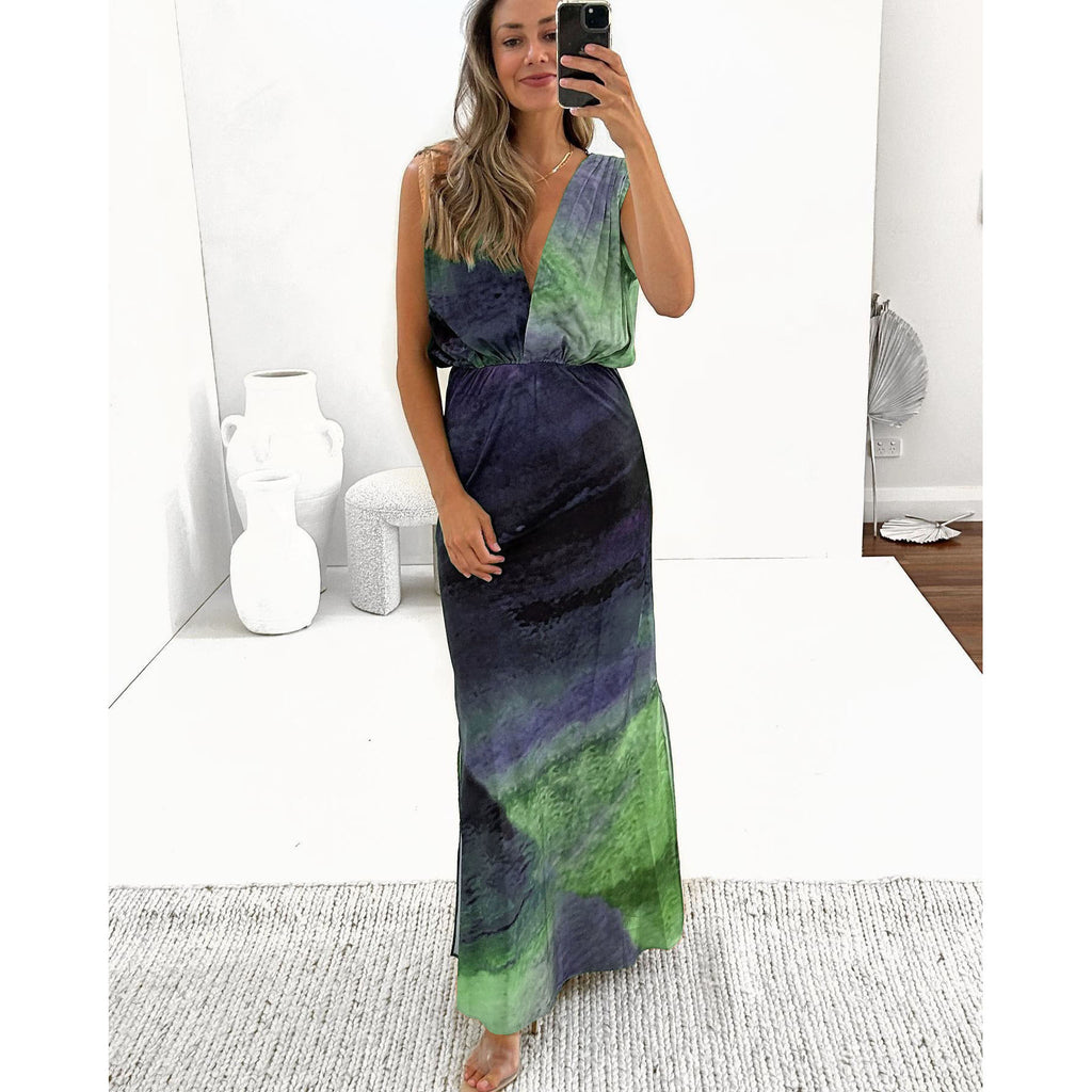 Sexy Backless Slit Dress - Loose Fit Holiday Women's Dress