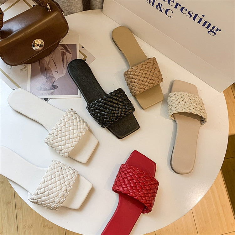 Women's Temperament Slippers: Towel Design, Charm, Open-Toe, Slip-On Vacation Beach Flat Sandals, Casual Flip-Flops, Women's Shoes