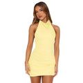 Off-the-Shoulder Backless Swing Neckline Fitted Waist A-Line Dress