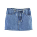 Temperament lace up vintage denim short skirt mini skirt for women