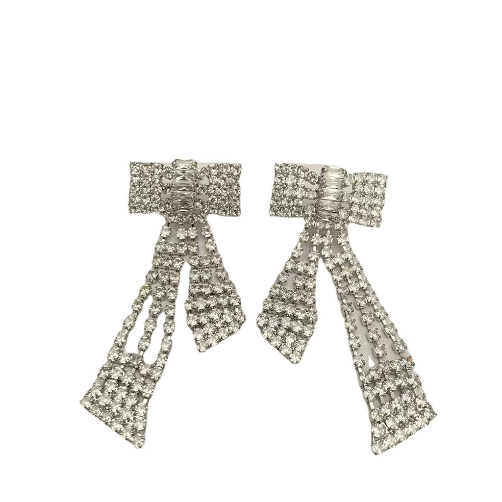 Niche brand retro fashion bow zircon earrings