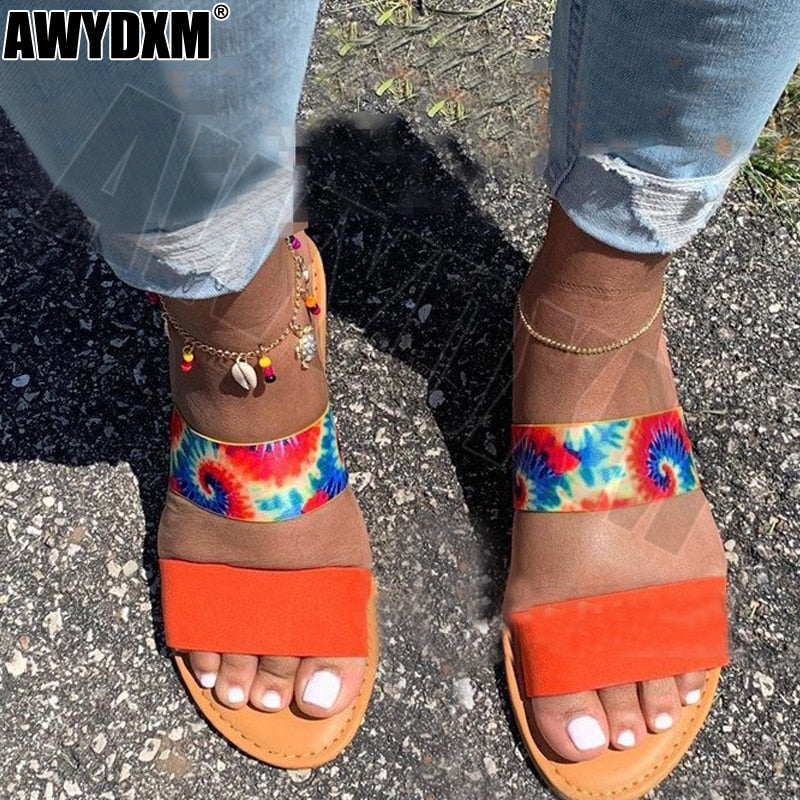 Summer New Women's Slippers Flip Flops Female Slides Beach Shoes Woman Open Toe Flat Sandals Slippers Chaussures Femme