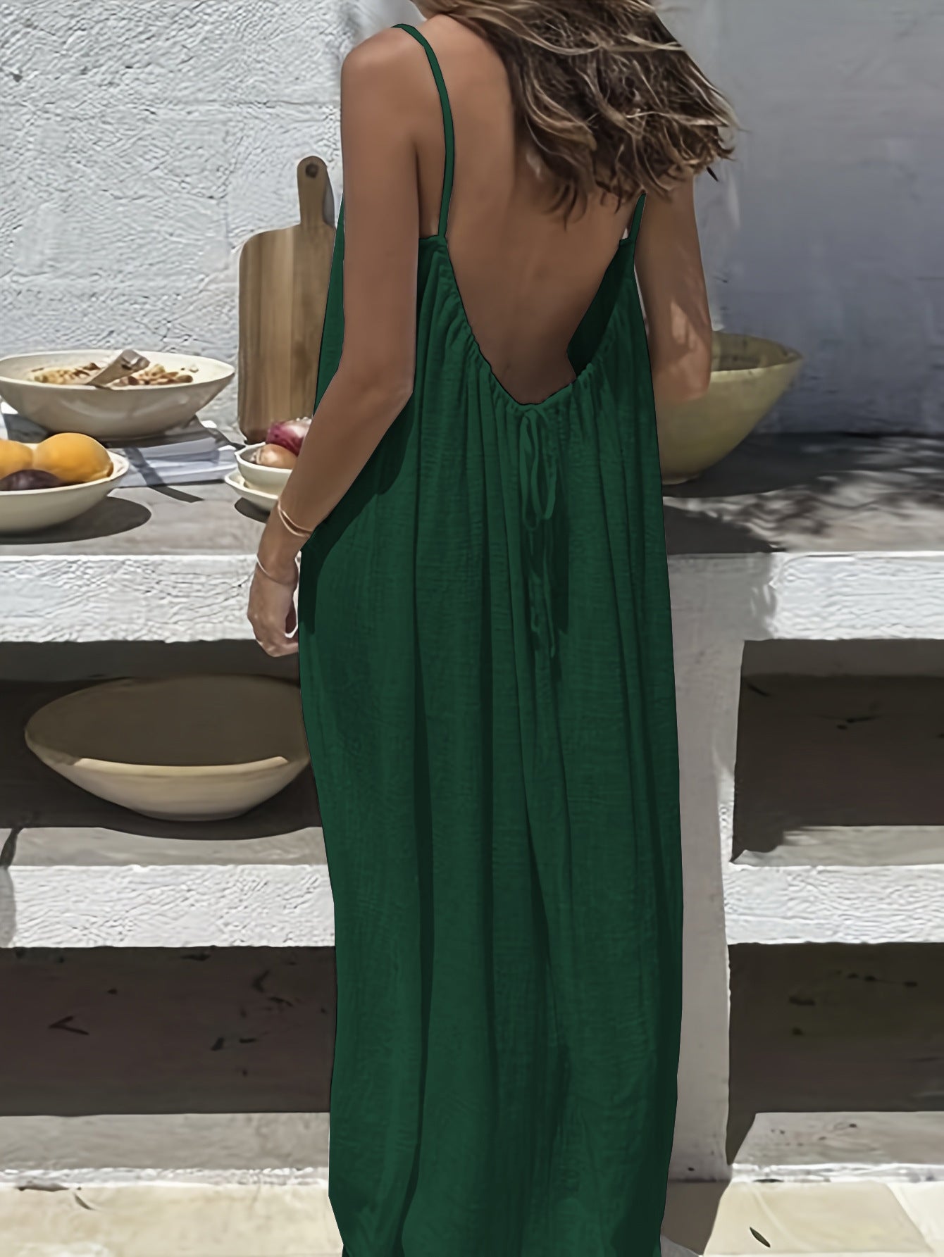 Vestido de Dormir Com Alça Solta Sem Costas Para Mulheres