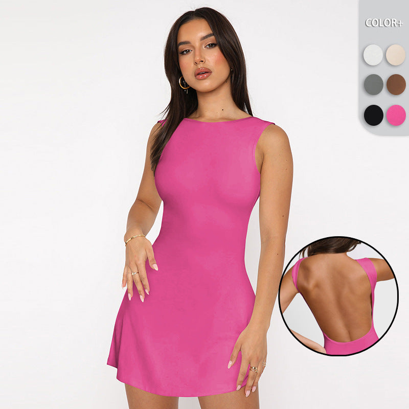 Women's Summer Backless Pure Desire Style A-line Sleeveless Elegant Dress