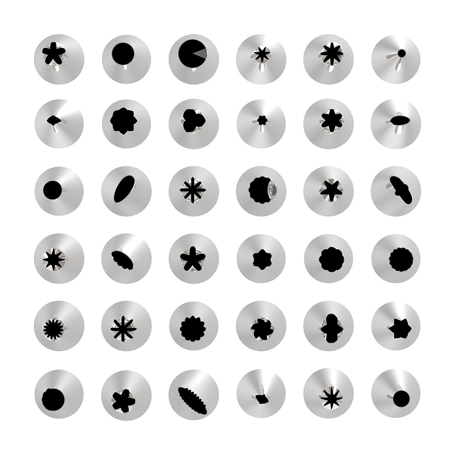 Conjunto de 72 peças numeradas de bicos de pasteleiro, incluindo saco de pasteleiro e utensílios para decoração de bolos e doces.