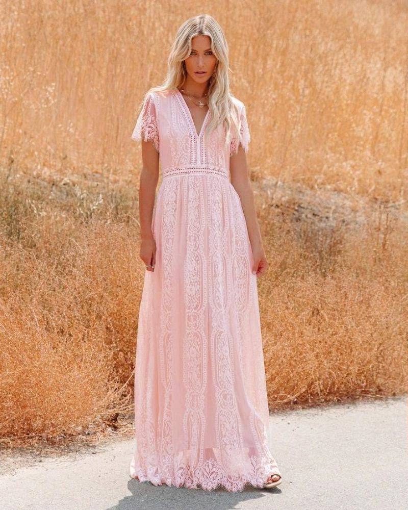 Deep V-Neck Overhead Wedding Dress Long Skirt Factory Direct Supply