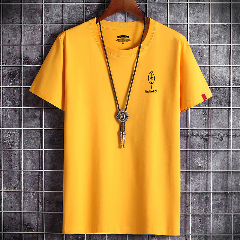 JFUNCY S-6XL Oversize Men Cotton Tee Tops Summer Short Sleeve Men's T-shirt Leaf Print Male Casual Tshirt Graphic T Shirts