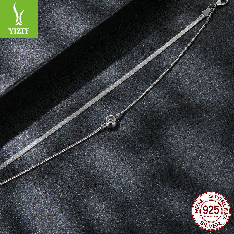 Silver Charm New 50 Point Sparkling Moissanite Double Layer Bracelet Simple, Light Luxury, High Grade S925 Sterling Silver Bracelet