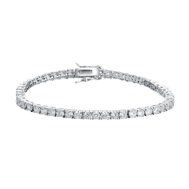 S925 sterling silver electroplated zircon tennis bracelet bracelet