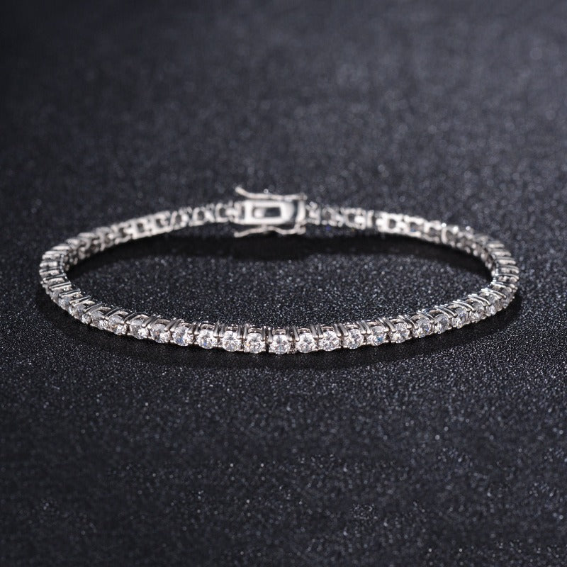 S925 sterling silver electroplated zircon tennis bracelet bracelet
