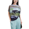 Round neck slimming short sleeved T-shirt for women