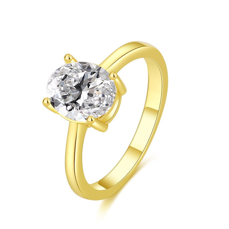 Anel de Prata de Lei S925 com Moissanita 7x9mm