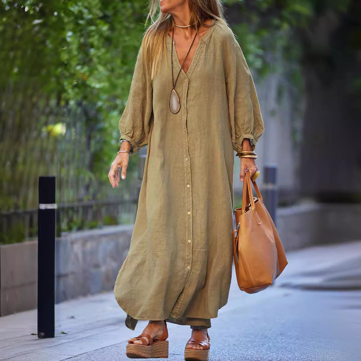 Long sleeved cardigan dress for women
