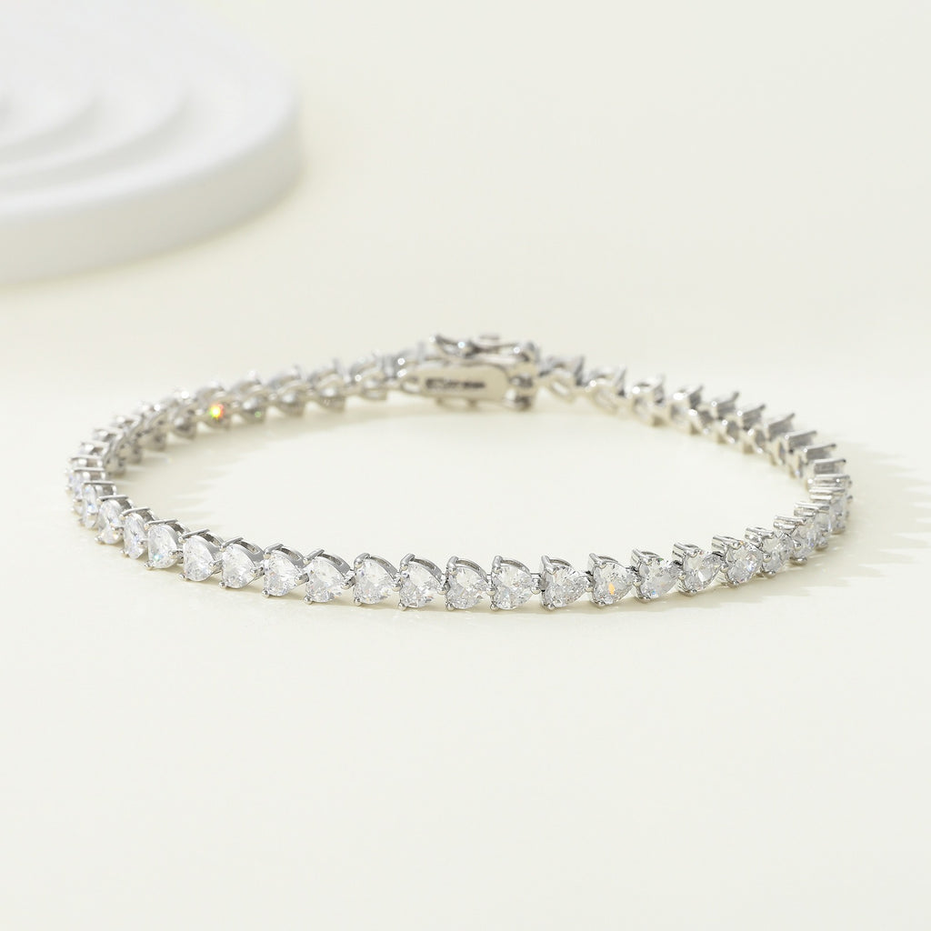 Women's 5mm three-prong heart-shaped tennis chain men's tennis bracelet hip-hop single-row chain jewelry batch
