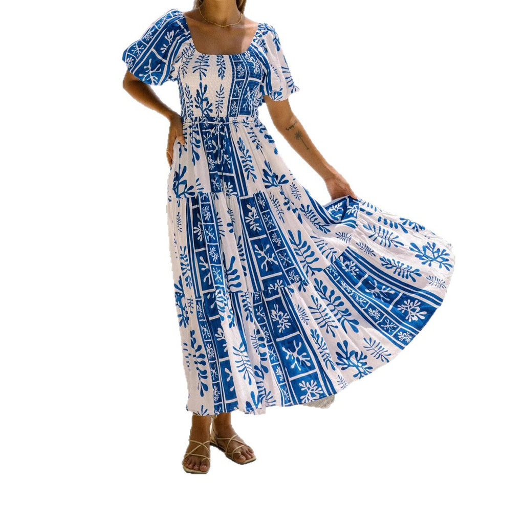 One Shoulder Multi-Way Pocket Maxi Dress with Flared Skirt