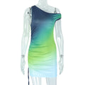 Off-the-Shoulder Sleeveless Fitted Pleated Mid-Waist Body-Shaping Pencil Skirt for Women