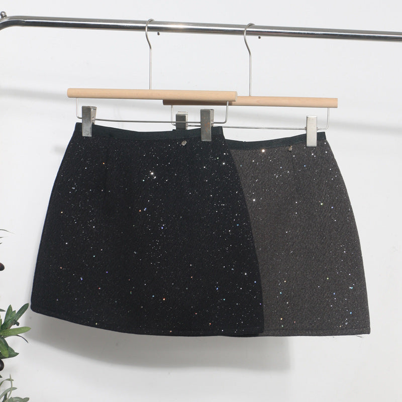 Glitter A-line short skirt for women