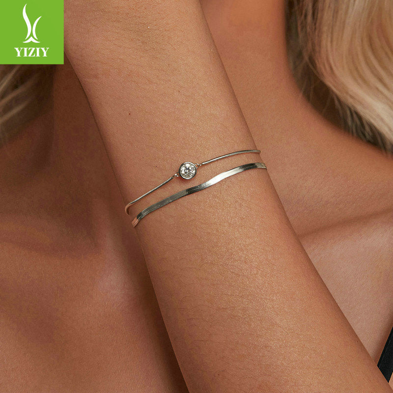 Silver Charm New 50 Point Sparkling Moissanite Double Layer Bracelet Simple, Light Luxury, High Grade S925 Sterling Silver Bracelet