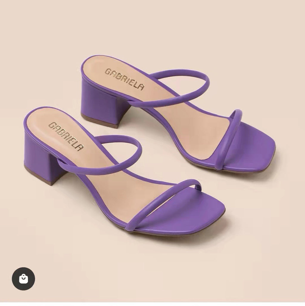 New Thin Strap Thick Heel Sandals High Heel Slippers Large Size Women's Shoes