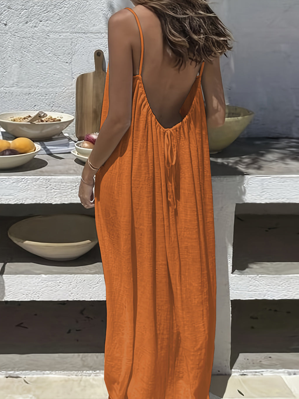 Vestido de Dormir Com Alça Solta Sem Costas Para Mulheres