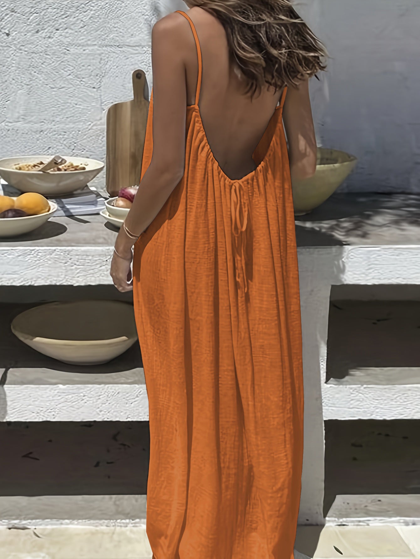 Vestido de Dormir Com Alça Solta Sem Costas Para Mulheres