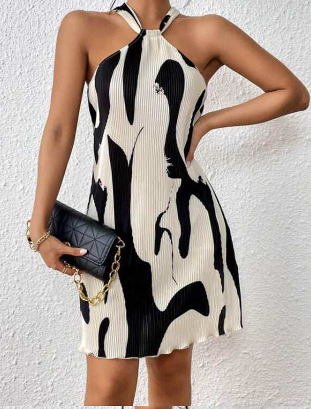 Elegant Strapless Printed Casual Dress for Women