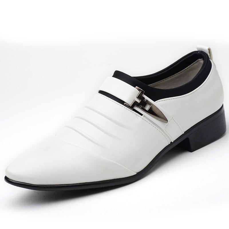 Business casual leather shoes, slip-on shoes, trendy youth shoes, lazy shoes, pointed toe barber shoes, leather shoes, men's shoes