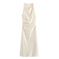 Sleeveless pleated slim fit vest long skirt