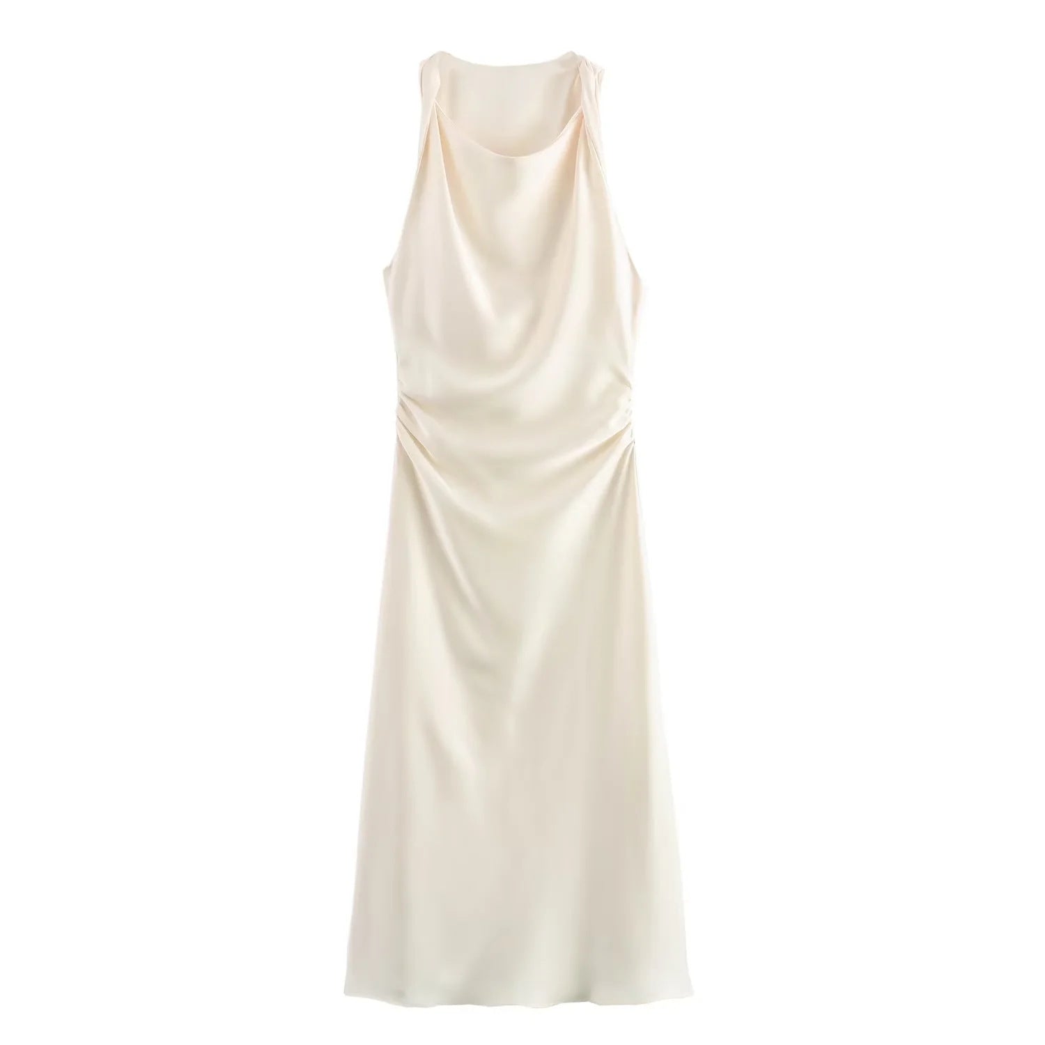 Sleeveless pleated slim fit vest long skirt