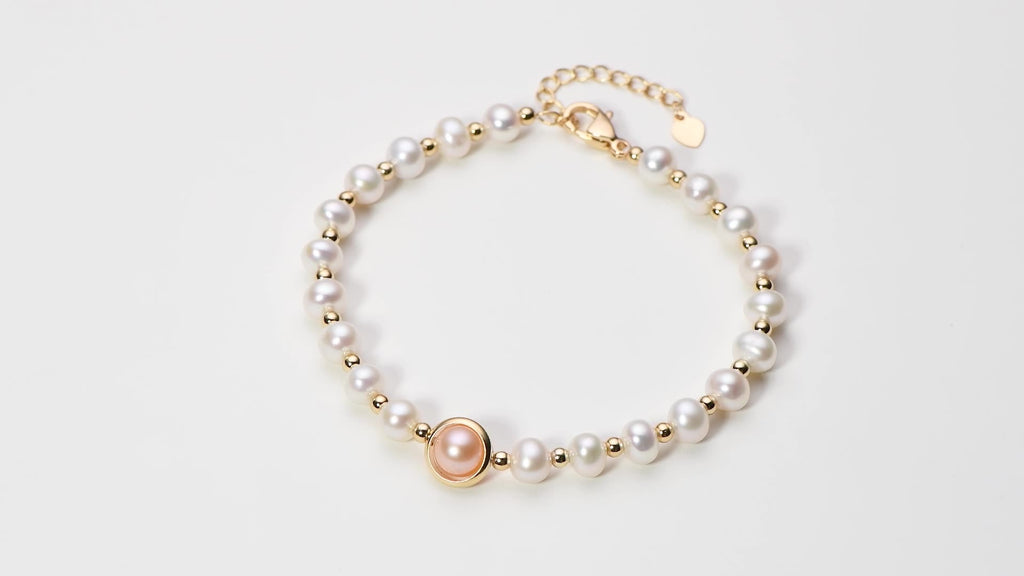 Small Design Luxury and Premium 14K Gold Wrapped Pearl Bracelet Women's Natural Freshwater Pearl Jewelry