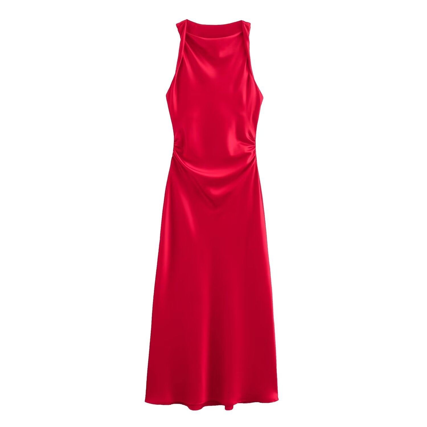 Sleeveless pleated slim fit vest long skirt