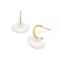 Japanese Style New Lace Hollow Design Sense Silver Hollow Coin Fan Earrings Half-Circle Arc Earrings
