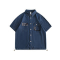Cashew flower spliced washed workwear denim shirt