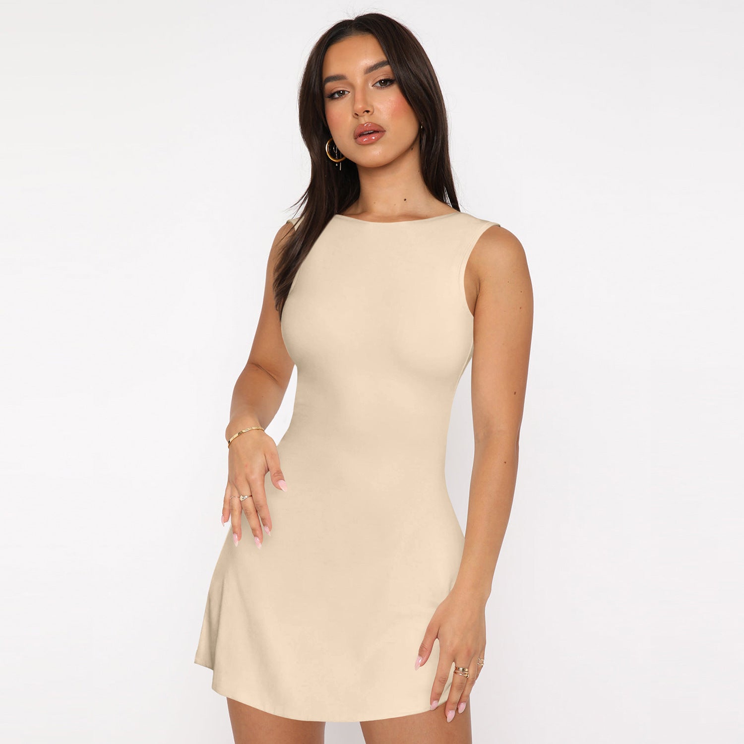 Women's Summer Backless Pure Desire Style A-line Sleeveless Elegant Dress