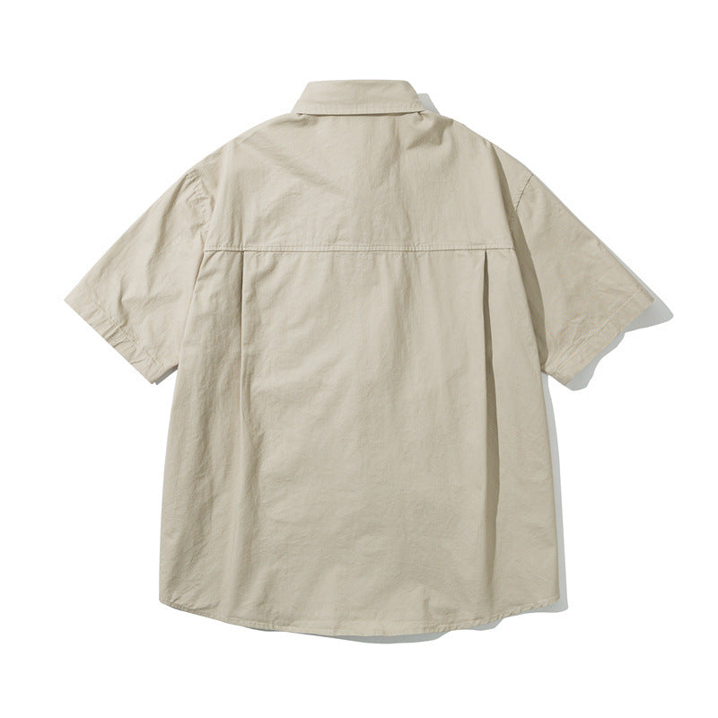Loose casual workwear shirt men's shirt short sleeved