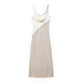 Swing collar camisole patchwork dress long skirt for women