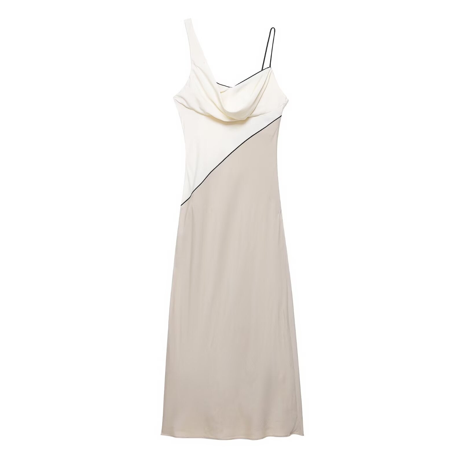 Swing collar camisole patchwork dress long skirt for women