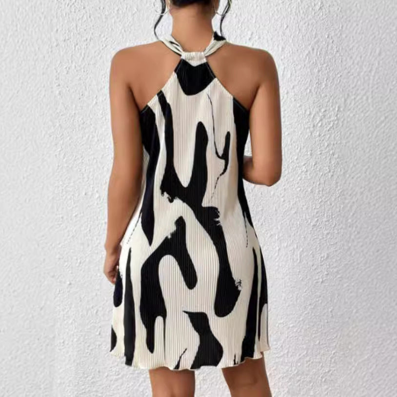 Elegant Strapless Printed Casual Dress for Women