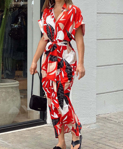 Fashionable Women's High-Waisted Single-Button Long Sleeveless Shirt Dress with Turn-Down Collar and Mid-Length Cut