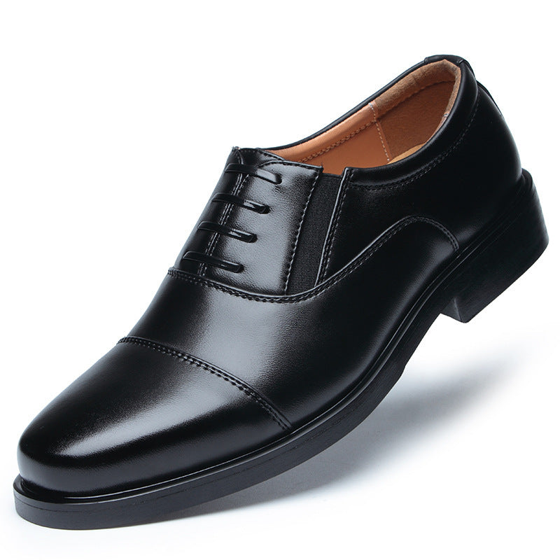 Business formal men's three-pointed captain standard leather shoes, black security casual shoes