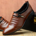 Business casual leather shoes, slip-on shoes, trendy youth shoes, lazy shoes, pointed toe barber shoes, leather shoes, men's shoes
