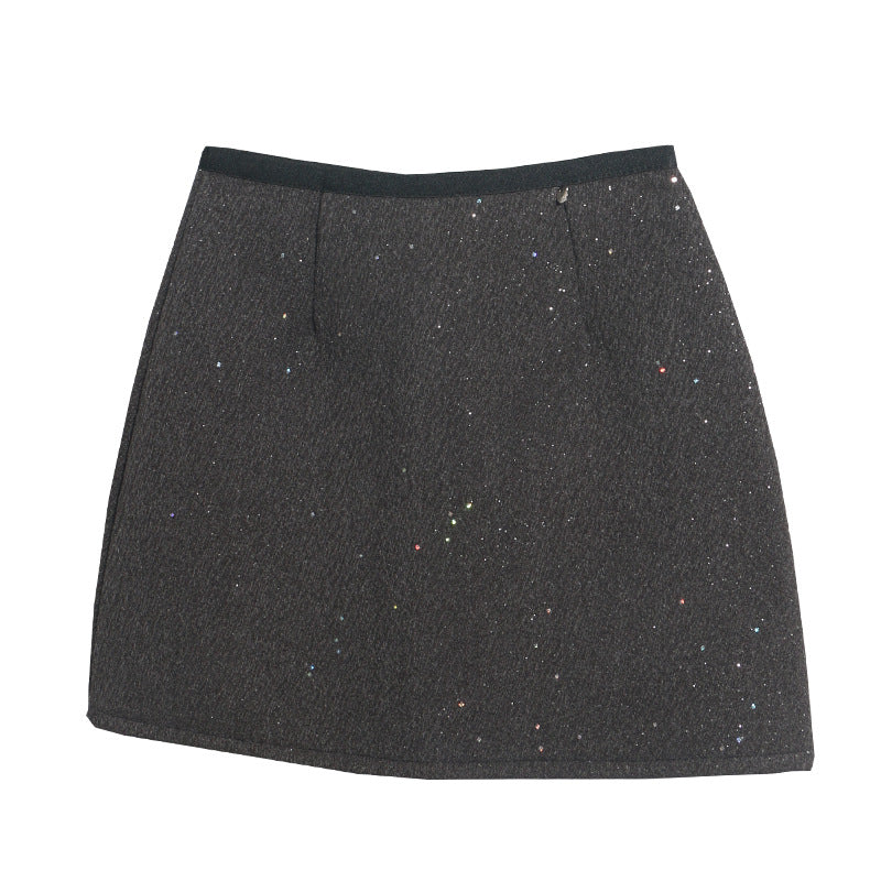 Glitter A-line short skirt for women